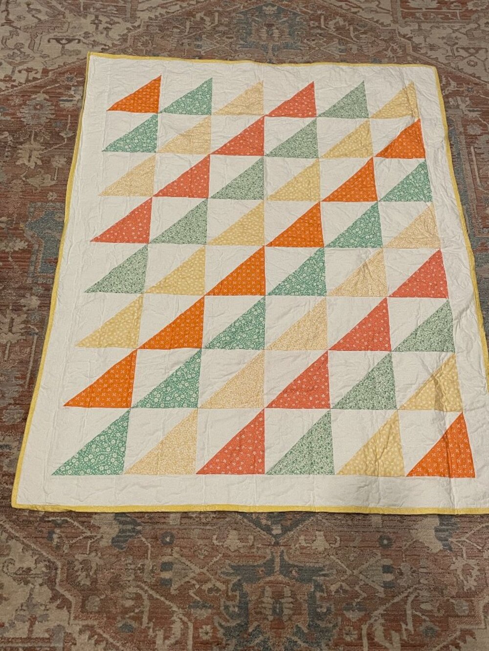 Handmade Reversible Baby Crib Quilt – Colorful Patchwork – Never Used